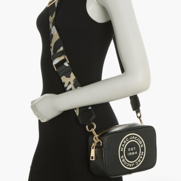 Marc Jacobs Signet Flash Black Smooth Leather Camo Camera Crossbody Bag - Picture 3 of 16